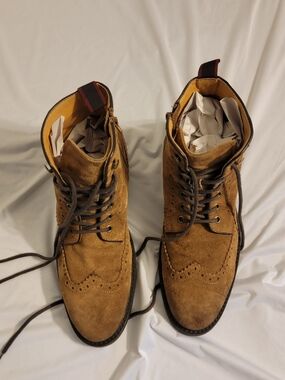 Vince Camuto Men's Suede Wingtip Derbys in Tan